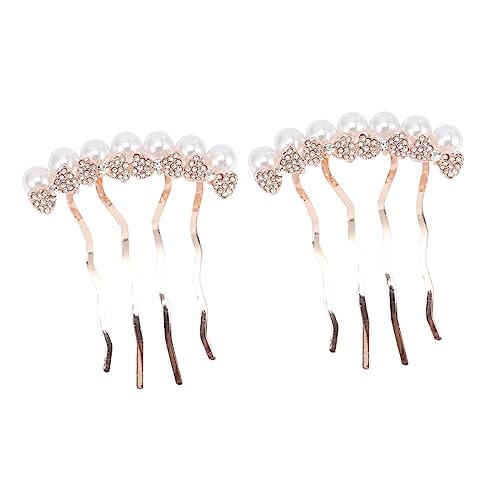 DOITOOL 2St Perlenkamm haarschmuck Haaraccessoires Schmetterlingsperle Haarkamm Strasskamm Haarkämme für Damen dekorativ Perlmuttkammclip Haarnadel Strasssteine Weiß von DOITOOL