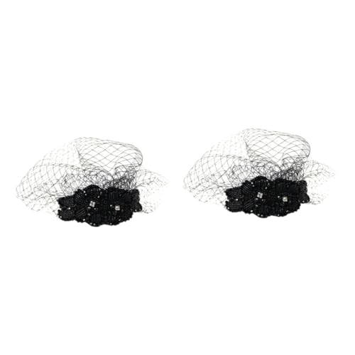 DOITOOL 2st Braut Kopfschmuck Stirnband Schleier Faszinator Halloween-maske Mädchen Schleier Schwarze Schleier Für Frauen Maskerade-maske Kopfschmuck Mesh Damen Hochzeitskleid Das Foto von DOITOOL