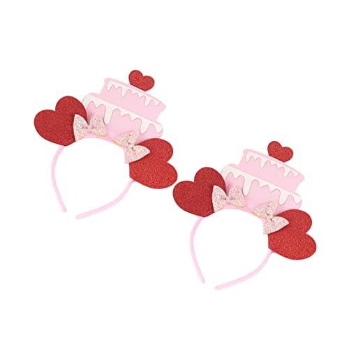 DOITOOL 2St Stirnband kinder haarschmuck party mitgebsel kinder Haarschmuck für Kinderparty mädc girls wedding hair accessories the girl Elastizität schmücken Kuchen Requisiten Stoff Rosa von DOITOOL