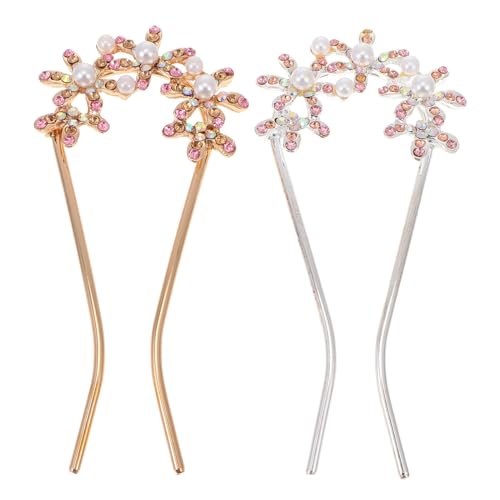DOITOOL 2st U-förmige Haarnadel U-förmige Haarstäbchen Haarschmuck Aus Perlen Kopfbedeckungen Für Damen Exquisite Haarnadel Tiara Zinklegierung Stirnband Mode Braut von DOITOOL