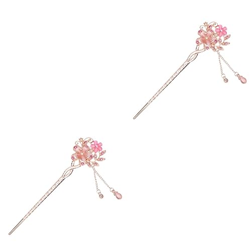 DOITOOL 2St Vintage-Ohrringe Essstäbchen aus asiatischen Haaren Haarspangen Haarklammer alte Haarnadel Vintage Haarstab Haarstock Kristall schmücken Damen Haarschmuck Rosa von DOITOOL