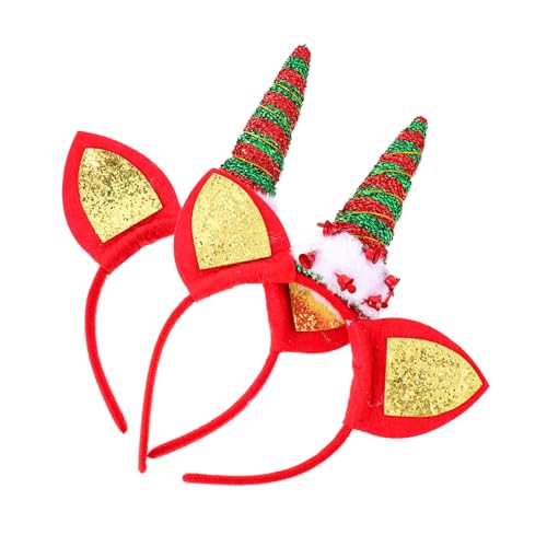 DOITOOL 2st Einhorn Stirnband Weihnachtsdekoration Einhorn-horn-stirnband-partygeschenke Einhorn Kopfschmuck Geburtstag Haarbänder Pailletten Partytasche Mädchen Plastik von DOITOOL