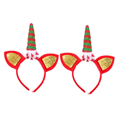 DOITOOL 2St einhorn stirnband Weihnachtshaar Weihnachten Dekor Haargummi Haarband Haarreifen für Mädchen Einhorn-Stirnband Mode Haarnadel Partytasche schmücken Baby Stoff von DOITOOL