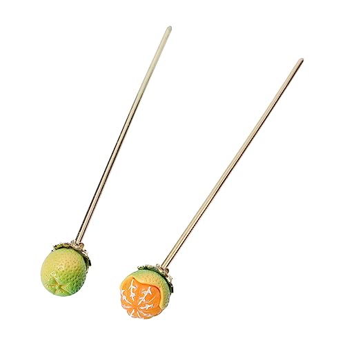 DOITOOL 2St kleine orangefarbene Haarnadel Haarspangen für Damen Obst-Haarspangen Braut-Pin Tiara Braut Haarnadel braut kopfschmuck niedlich Kopfbedeckung Haare hoch Harz von DOITOOL