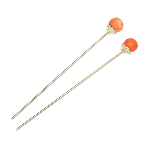 DOITOOL 2er Set Orange Haarstäbe Chinesische Mädchen Haarnadel Metall Kopfschmuck Für Braut Frauen All-haar-accessoire von DOITOOL