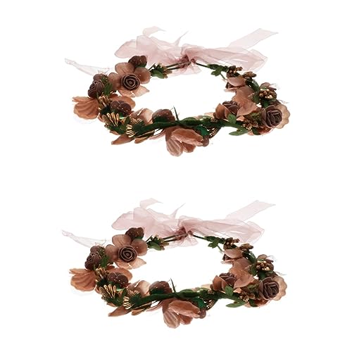 DOITOOL 2St künstlicher Blumenkranz Stirnbänder für Mädchen Brautkopfschmuck für die Hochzeit Blumengirlande Stirnband haarschmuck simulierter Kranz Haarband lebensechter Kranzkopfschmuck von DOITOOL