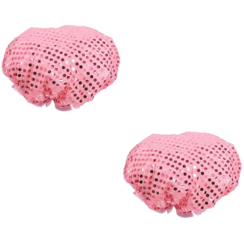 DOITOOL 2St wasserdichte duschhaube schutzkappen hair styling swim cap women Haarbehandlung bademützen Duschmütze fön Mehrfarbig Haarkappe große Duschhaube Mann Paillettenstoff & Peva Rosa von DOITOOL