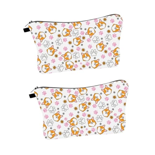 DOITOOL 2st Corgi-Kosmetiktasche Durchsichtiger Kulturbeutel Reisekosmetiktaschen Für Damen Reise-Aufbewahrungstasche Reisen Reise-Kosmetiktasche Makeup Tasche Fräulein Karikatur Polyester von DOITOOL