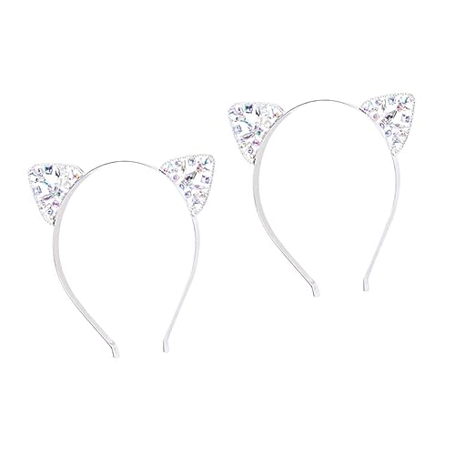 DOITOOL 2st Süßes Haar Partykostüm Haarreifen Für Katzenohren Party-haar-accessoire Haarband Aus Metall Kleid Für Mädchen Zubehör Für Kinderpartys Tierhaarreifen Weiß Geschenk Hasen Ohren von DOITOOL