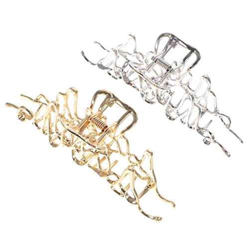 DOITOOL 2St Hai-Karte Haarspangen für Damenhaarschmuck Retro-Haarnadel Krallenclip Tiara Haarklammern für Frauen Klauenclips für dickes Haar Metall Kopfbedeckung das Gold von DOITOOL