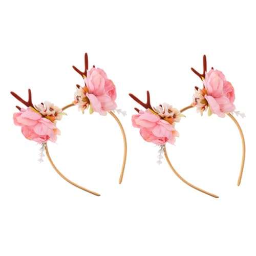 DOITOOL 2St Hirschhorn Blumen Stirnband Haargummis für Kinder Geweih Weihnachtshaarreifen Haarschmuck Tiara Festival-Kopfschmuck dekorative Haarreifen Kleidung Requisiten von DOITOOL