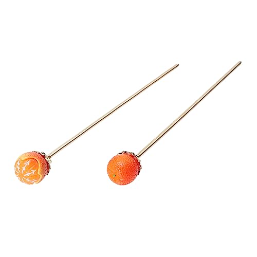 DOITOOL 2St kleine orangefarbene Haarnadel Haarspangen aus Harz Diademe für Mädchen Haarklammer Tiara Haarschmuck für Mädchen Kopfschmuck aus Metall niedlich Haarstock von DOITOOL