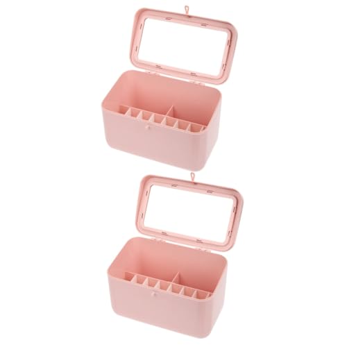 DOITOOL 2st Kosmetische Aufbewahrungsbox Schminktisch Make-up-organizer Organisatoren Der Hautpflege Organisator Bilden Kunststoff Rosa Mit Deckel Lippenstift-box Büro von DOITOOL