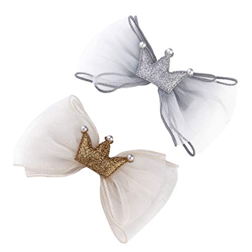 DOITOOL 2St Mesh Perle Krone Mädchen Haarspange Haarschmuck für Kinder Baby Mädchen Haarschmuck Tiara Haarspangen Haarnadel-Dekor für Mädchen Bowknot-Haarband Gittergewebe schmücken Metall von DOITOOL