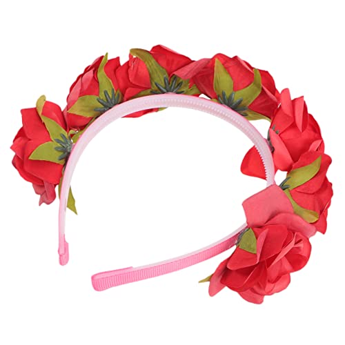 DOITOOL 2st Valentinstag Stirnband Blumenkopfschmuck Stirnband Mit Rosenblüten Haarschmuck Zum Valentinstag Rote Blumenkrone Gefälschte Blumenkronen Haarband Empfindlich Kranz Stoff Damen von DOITOOL