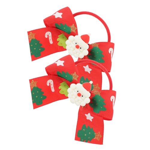 DOITOOL Haarpflegezubehör 2st Weihnachts Haars Eile Haargummis Für Kopfschmuck Mit Schleifen-haargummis Süßes Weihnachts-haarschleifen Haarringe Tiara Fräulein Stoff Gummiband Rot Mädchen von DOITOOL