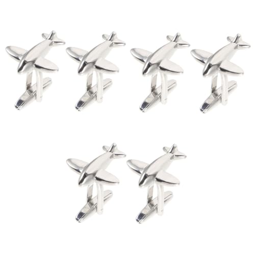 DOITOOL 3 Paare Flugzeug Manschettenknöpfe für Herren und Praktische Cufflinks Reinem für Hochzeiten Jubiläen Geburtstage und Business Events von DOITOOL