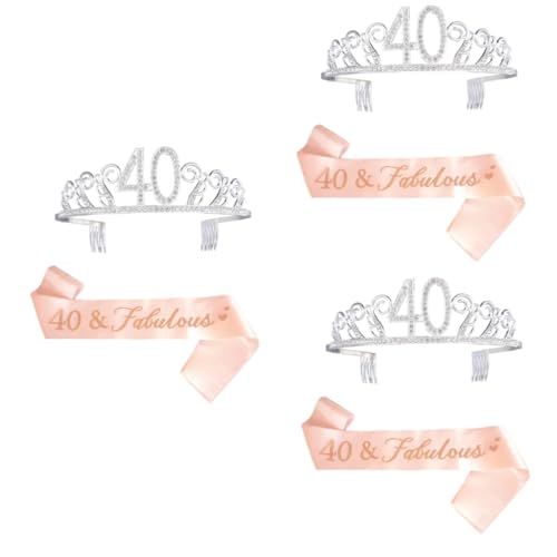 DOITOOL 3 Sätze Krone Haarkamm Geburtstagsschärpe Frauen Damenhüte Accessoires für Mädchen bday zubehör Satinhaube Schärpe für Party Haarkamm aus Kristall bilden Gürtel schmücken Fräulein von DOITOOL