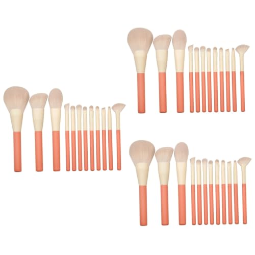 DOITOOL 3 Sätze à 12 Stück Make-up-pinsel-set Flüssiges Rouge Pinsel Hervorheben Gesichtsbürste Highlighter-make-up-pinsel Flüssiger Lidschatten Kosmetik-kit Holzgriff Concealer Kunstfaser von DOITOOL