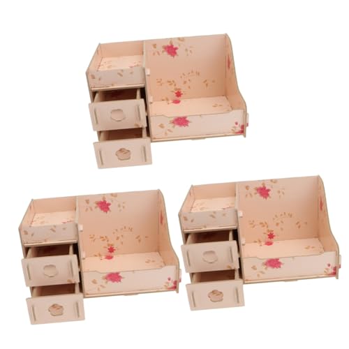 DOITOOL 3 Stk Aufbewahrungsbox Aus Holz Desktop-organisationskoffer Make-up-schublade Organizer Für Kosmetikschubladen Make-up-behälter Rosa 215b Container Hölzern von DOITOOL