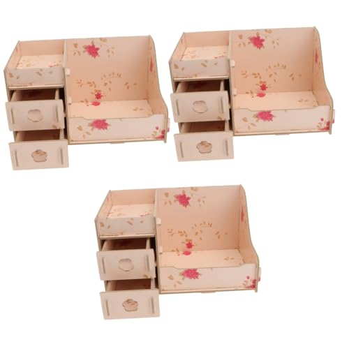 DOITOOL 3 Stk Aufbewahrungsbox aus Holz Kosmetik Aufbewahrungskorb Aufbewahrungsschubladen schubladenschrank Heimorganisator Desktop-Organizer Lagerung Aufbewahrungskiste von DOITOOL