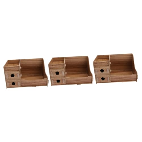 DOITOOL 3 Stk Aufbewahrungsbox aus Holz Make-up-Organizer für den Schreibtisch Organizer für Schreibtischablagen schubladenschrank Desktop-Organizer Aufbewahrungskorb mehrschichtig 215b von DOITOOL