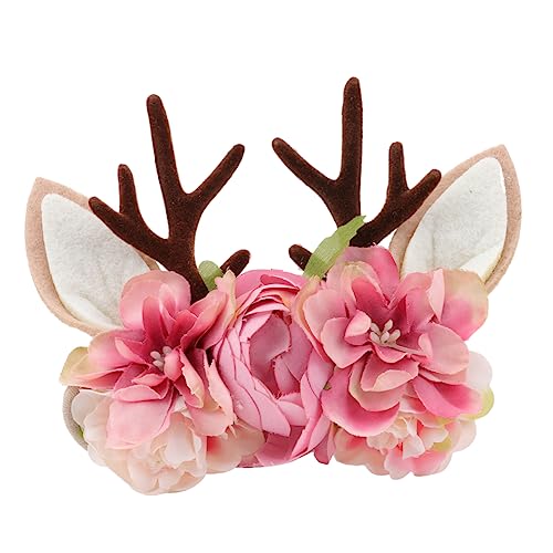 DOITOOL 3 Stk Baby Stirnband Florales Hirschgeweih-stirnband Weihnachtskostüm Zubehör Florales Geweih-stirnband Weihnachtsparty Hut Stirnband Geweih Blumen Kind Geschenk Seide Weihnachten von DOITOOL