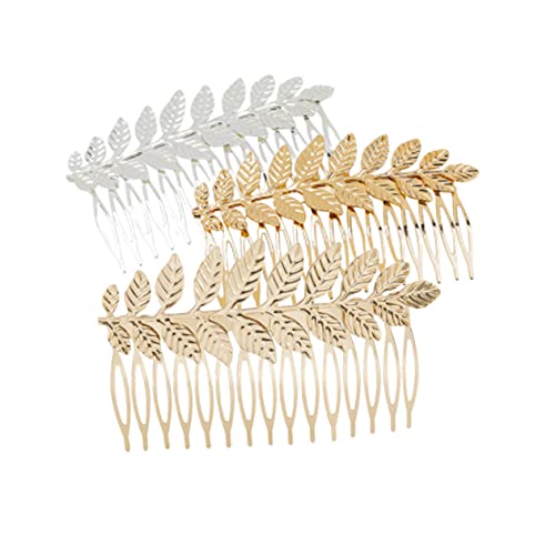 DOITOOL 3 Stk goldenes Blatt-Stirnband Brauthaarkamm Haarschmuck Tiara Blatt Brautkopfschmuck Haarkamm für Frauen Hochzeit Kopfbedeckung Geburtstagsgeschenk Damen von DOITOOL