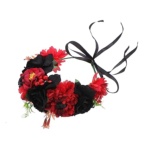 DOITOOL 3 Stk Halloween-Kranz Stirnbänder für damen schwarz Halloween-Stirnbänder für Erwachsene weihnachtsdeko Blumengirlande Kopfschmuck simuliertes Stirnband Rosen von DOITOOL