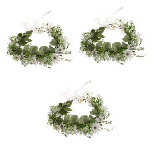 DOITOOL 3 Stk Kranz Blumenkopfschmuck Für Frauen Hochzeitsblumenkrone Hochzeit Stirnband Prinzessin Dekor Hochzeitskopfschmuck Für Die Braut Handdekor Hochzeitskleid Stoff Rose Fräulein von DOITOOL