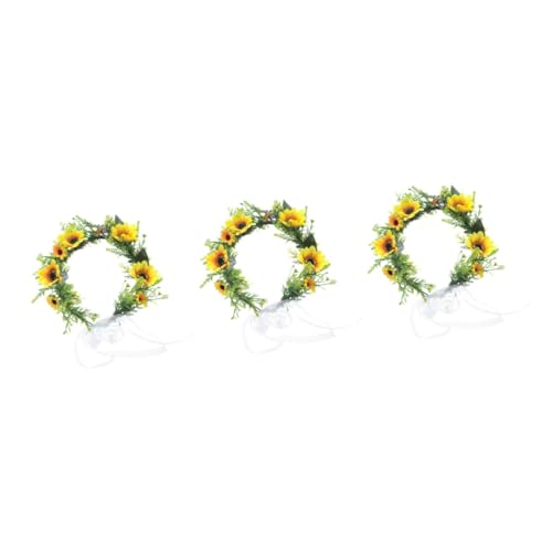 DOITOOL 3 Stk Sonnenblumenkranz für Stirnbänder der Brautkinder Gesichtsmischspatel Blumen Haarkranz Kopfbedeckung Outfits Kinderkleider Haarschmuck für Frauen Kranz Sonnenblume Urlaub von DOITOOL