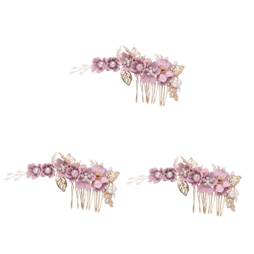 DOITOOL 3 Stk Brauthaarkamm Brauteinsatzkamm Haarspangen für Damen goldene Haaraccessoires Tiara haarschmuck Brautkamm Hochzeit Haarkamm Kleid Kopfbedeckung Haare hoch Bankett Violett von DOITOOL