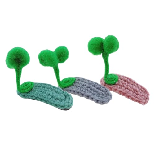 DOITOOL 3 Stk Gestrickte Wolle kreative Gras Baby-Haarspange Puppenkuchenform Kopfbedeckungen aus Bohnensprossen Haarklammer Haarspangen Haar Klammern Haarspange sprießen Mädchen Haarnadel von DOITOOL