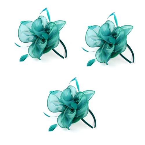 DOITOOL 3St hair accessories for girls hochzeitshaar schmuck federn haarschmuck handschoenen Handgemacht Organza Haarband handlocher Europäische Mode Schal schmücken Stirnband Fräulein Hut von DOITOOL