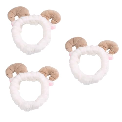 DOITOOL 3St weiches Carol-Fleece-Stirnband Spa-Make-up-Stirnband Handtuch Stirnband Haargummi Haarband Horn Bands Cartoon-Haarreifen Erdfarben Schal Tier Trompete Weiß von DOITOOL