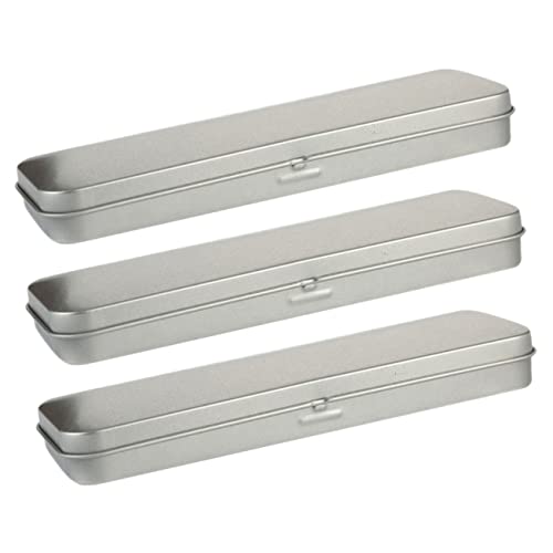 DOITOOL 3 Stück Schreibwarenbox aus Weißblech aufbewahrungsdose Storage Boxes federmape stiftbox Blau Federmäppchen Ästhetik verschleißfester Stift-Organizer Student Bleistift Fall Silver von DOITOOL