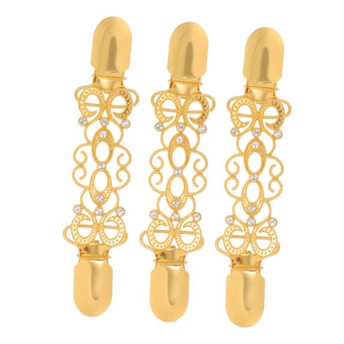 DOITOOL 3 Stücke Strickjacken Clips mit Zirkonia Cardigan Kragen Ketten Clips Vielseitige Broschen für Pullover und Schals zum Schnellen Befestigen und Schutz der Kleidung von DOITOOL