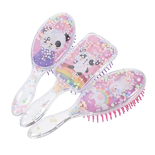 DOITOOL 3 x Bürste für nasse Haare, Glitzer, Konfetti, Mini-Haarbürste, extra weiche Borsten, Massagekamm für Kinder, Mädchen, lockiges Haar, glattes langes oder kurzes Haar von DOITOOL