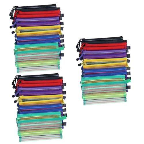 DOITOOL 36 Stck Teiliges Mesh Stifttaschen mit Reißverschluss Multifunktional und Langlebig Leichte Reise und Kosmetiktaschen für Bürobedarf Schule und Alltag Farblich Sortiert von DOITOOL