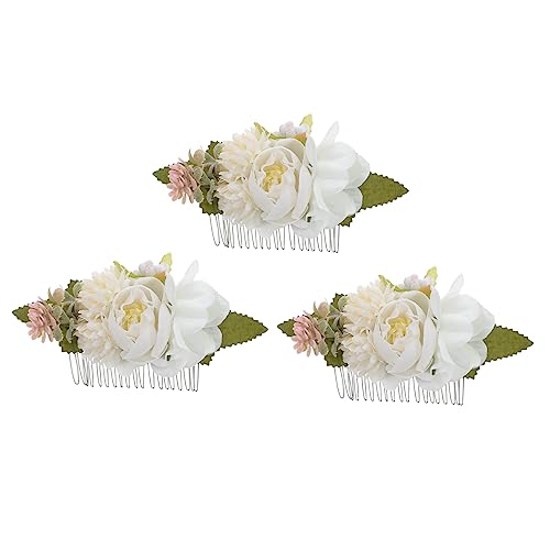 DOITOOL 3St Blumenkamm floraler Kopfschmuck Haarschmuck für die Brautjungfer Tiara Blumenhaarschmuck für Frauen Blumen-Haarspangen Hochzeit Haarteil Haarnadel Kopfbedeckung Fräulein PP von DOITOOL