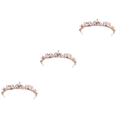 DOITOOL 3St Braut Haarband Braut Stirnband Kristall Stirnband Hochzeit Stirnband Tiara Braut- Haarbänder Haargummis kopfschmuck Haarband zur Hochzeit Brautkopfbedeckung Kleid Zubehör Rosa von DOITOOL