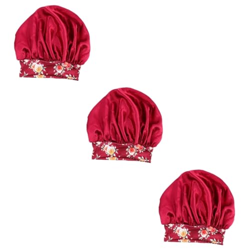 DOITOOL 3St Duschhaube aus Satin Haargummis aus Satin flauschige Mützen für Damen Damenhut Haarband Schlafmütze für Erwachsene Frauen schlafen Mädchen Schal Haarmaske Stirnband Fräulein von DOITOOL