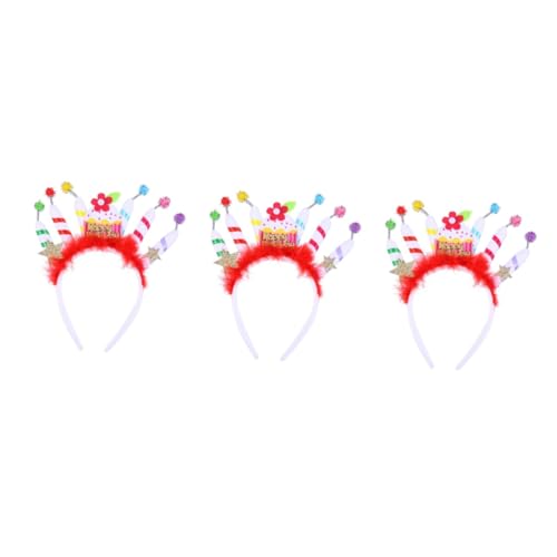 DOITOOL 3St Geburtstag Stirnband haarschmuck Kuchen Kerze Kleidung Kopfbedeckung Kind Stoff von DOITOOL