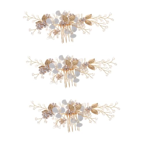 DOITOOL 3St Haarkamm mit Strass Vintage Haarkamm strass gold haarkamm Perlenhaarkamm Tiara Haarseitenkämme brautseitenkämme Hochzeit Kopfbedeckung Haarschmuck von DOITOOL