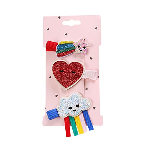 DOITOOL Modisches Haarspangen-set Für Kinder 3-teilig Glitzernde Haarspangen Regenbogen-herz-motive Für Babys Und Mädchen von DOITOOL