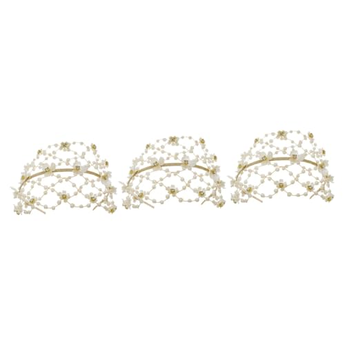 DOITOOL 3St Haarschmuck für die Braut Blumenverzierungen Stirnbänder für Mädchen Stirnband Tiara hochzeit braut dekore Frau Kopfschmuck leichter Luxus schmücken Perle Kopfbedeckung von DOITOOL