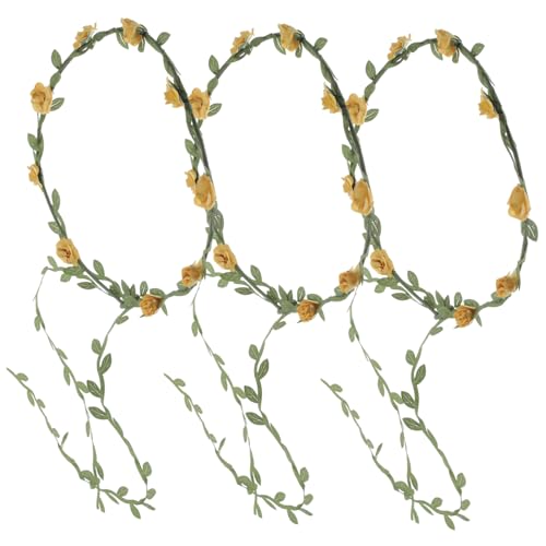 DOITOOL 3st Blumenkranz-stirnband Verstellbare Stirnbänder Blumengirlanden-stirnband Brautblumenkrone Hochzeit Blumenkrone Brauthaarkranz Dekorationen Fräulein Papier Blumenmädchen von DOITOOL