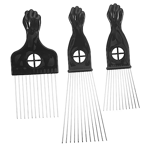 DOITOOL Pick-Kamm 3St Kamm Haarpicks dreireihiges natürliches Haar kämmen Afro-Haarpickel Kämme für Männer Haarnadel aus Metall Haarauswahl glatt Bart Rostfreier Stahl Suite Mann PP von DOITOOL