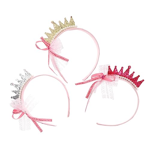 DOITOOL 3St Krone Stirnband für Kinder haarschmuck Prinzessin schmücken Ausgabekarte Kopfbedeckung Mädchen Harz Rosa von DOITOOL
