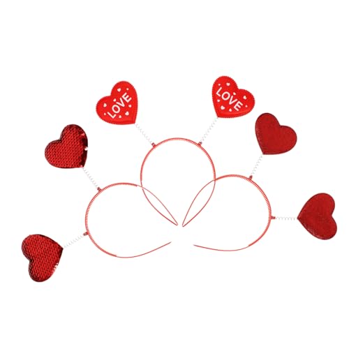 DOITOOL 3st Liebe Pailletten Stirnband Rotes Herz-stirnband Herz Stirnband Herzkopf Bopper Valentine Kopf Bopper Valentinstag-stirnbänder Für Frauen Fräulein Stoff Requisiten Blitz von DOITOOL